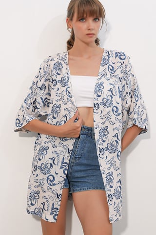 Long Printed Viscose Kimono