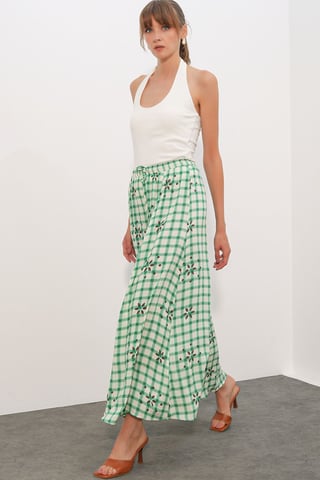 High-Waist Plaid Maxi Skirt