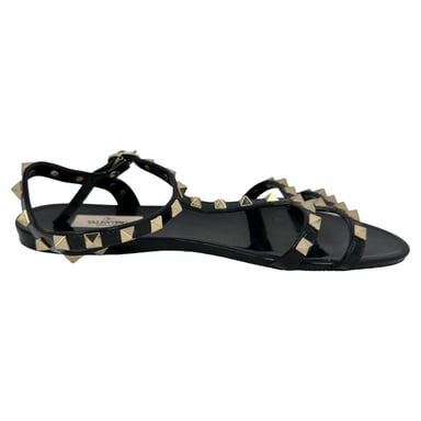 Valentino Garavani Rockstud Platta Sandaler i Svart Gummi