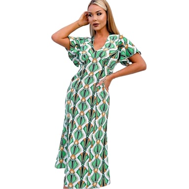 AX Paris Womens/Ladies Geometric Tie Detail Midi Dress (Multicoloured)