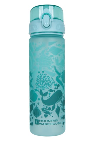 BPA Free Kids Printed Plastic Water Bottle Lightweight Leakproof Push Lid Turquoise