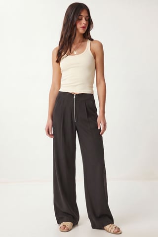 High-Waist Wide-Leg Crepe Trousers