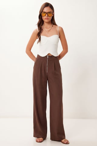 High-Waist Wide-Leg Crepe Trousers