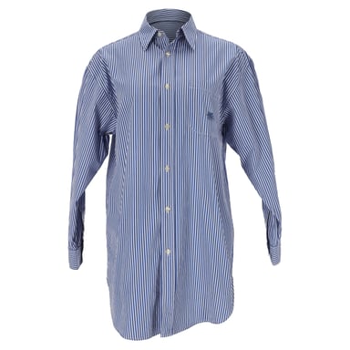 Etro Striped Logo-Embroidered Shirt in Light Blue Cotton