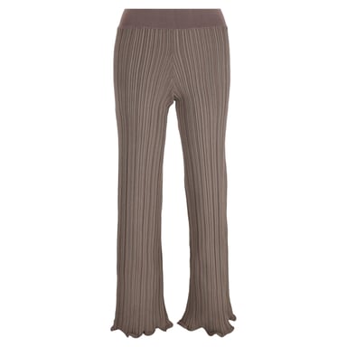 Acne Studios Ribbed-Knit Straight-Leg Pants in Brown Viscose