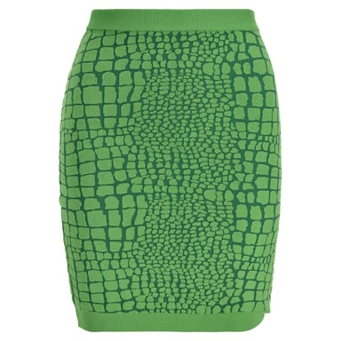 Moschino Cheap and Chic Animal Pattern Mini Skirt in Green Rayon