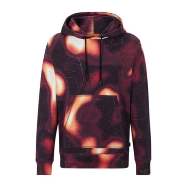 Boss Mens Patterned Regular Long-Sleeved Hoodie (Medium Pink)