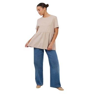 Brave Soul Womens/Ladies Swing Smock Panel T-Shirt Dress (Mushroom)