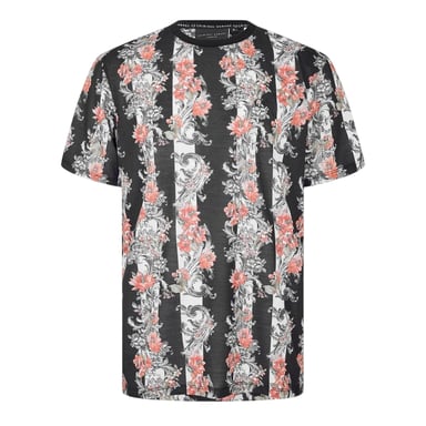 Criminal Damage Mens Chalky Floral Stripe T-Shirt (Black)