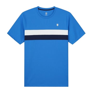 K-Swiss Mens Stripe Crew Neck Regular T-Shirt (French Blue)