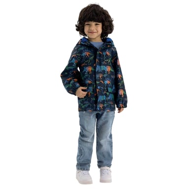 Minoti Boys Dinosaur Waterproof Jacket (Navy)