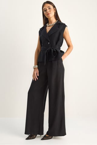 High Waist Wide Leg Co-ord Set with Shawl Collar