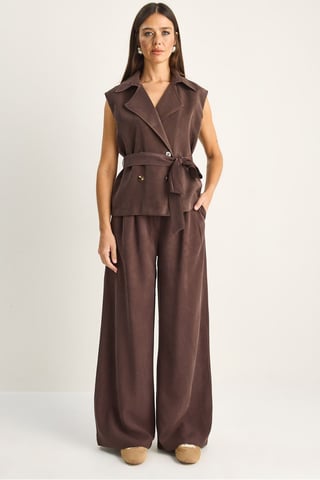 High Waist Wide Leg Co-ord Set with Shawl Collar