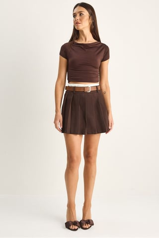 High-Waist Mini Skort With Belt