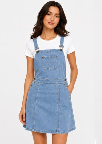 Light Denim Dungaree Pinafore Dress