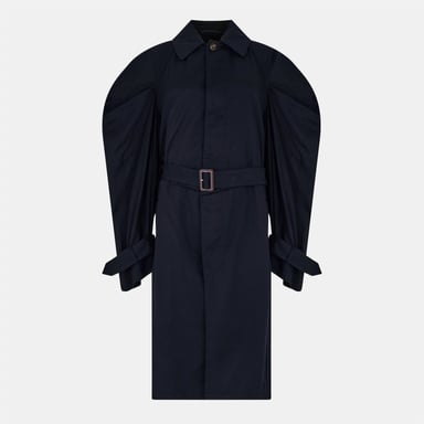 Women's Balenciaga Oversized Water Resistant Trench Coat in Ink
