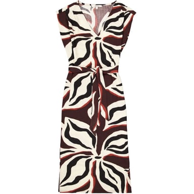 Garcia Jeans Midi lange jurk met alloverprint ecru dessin