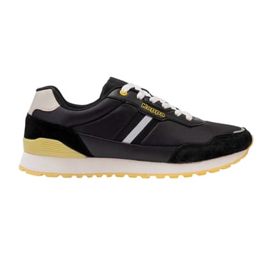 Kappa Mens Draydon Logo Suede Low Cut Trainers (Black/Yellow)