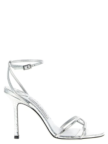 Jimmy Choo Silver Leather Stiletto Heel Sandals