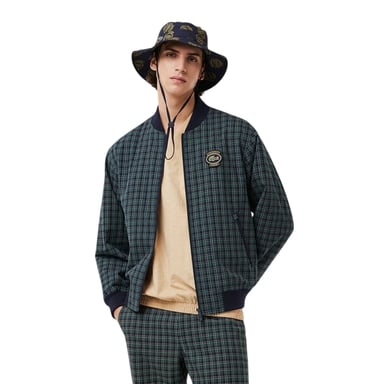 Lacoste Mens Plaid Regular Bomber Jacket (Navy Blue)