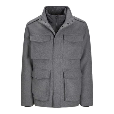 Jack And Jones Mens Alex Multi Pocket Regular Field Jacket (Grey Melange)