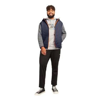 Jack And Jones Mens Quilted Ribbed Cuff Plus Puffer Jacket (Grey Melange)
