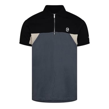 C.P. Company Mens Colour Block Half Zip Regular Polo Shirt (Slate)