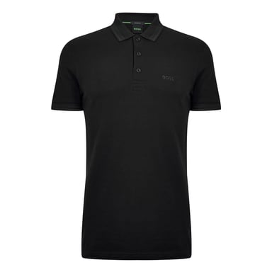 Boss Mens Paddy Contrast Tipped Polo Shirt (Solid Black)