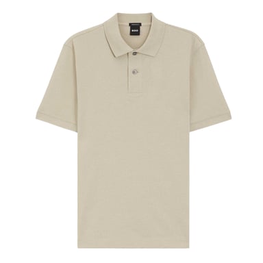 Boss Mens Pallas Embroidered Logo Cotton Polo Shirt (Beige)