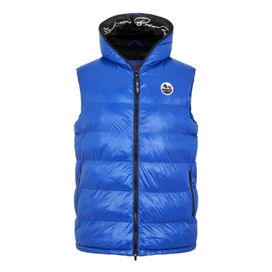 Born Rich Mens Mateo Quilted Hooded Gilet (Blue)