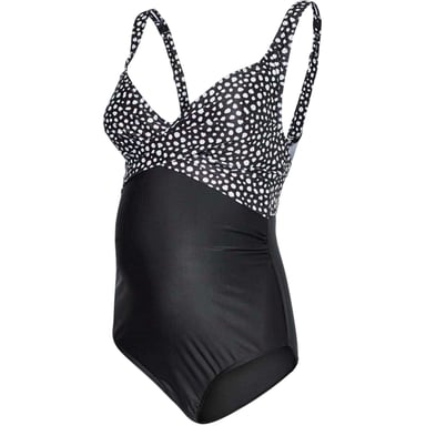 Mamalicious Womens/Ladies Polka Dot Fabric Maternity One Piece Swimsuit (Black Print)
