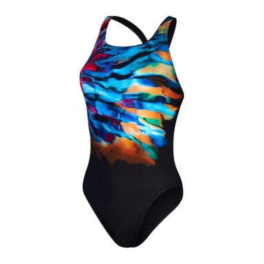 Speedo Womens/Ladies Placement Digital One Piece Swimsuit (Black/Multicoloured)