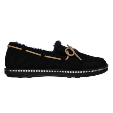 Skechers Womens/Ladies Cozy Faux Suede Flat Moccasin Slippers (Black)