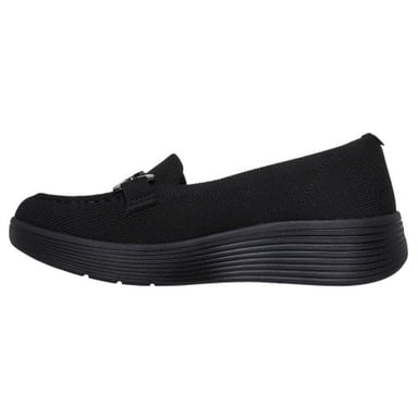 Skechers Womens/Ladies Textured Knit Arch Fit Platform Trainers (Black)