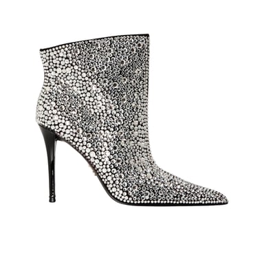 Steve Madden Womens/Ladies Sentinel Rhinestone Metallic High Stiletto Heel Ankle Boots (Silver)