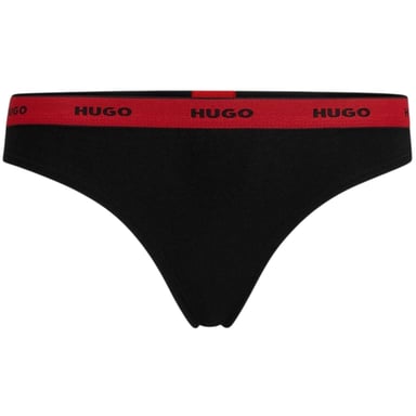 Hugo Womens/Ladies Mid Rise Regular Thong (Black/Red)