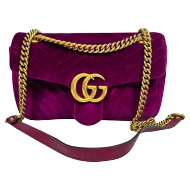 Gucci GG Marmont Liten Metelasse Axelväska i Lila Sammet
