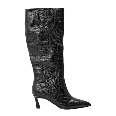 Steve Madden Womens/Ladies Lavan Leather Flare Heel Knee-High Boots (Black)