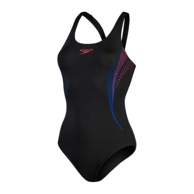 Speedo Womens/Ladies Placement Abstract Muscleback One Piece Swimsuit (Black/Red)