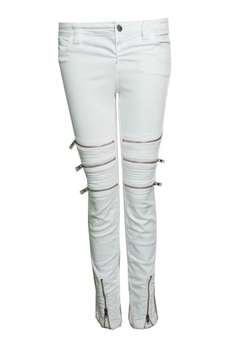 CLOSED, white biker jeans with zippers