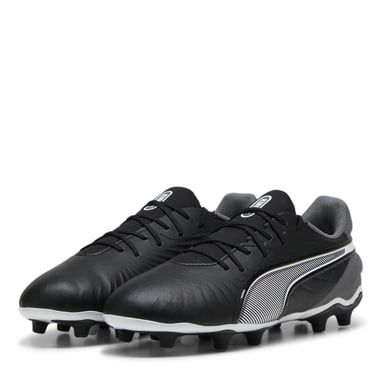 Puma Childrens/Kids King Match Firm Ground Football Boots (Black/White)