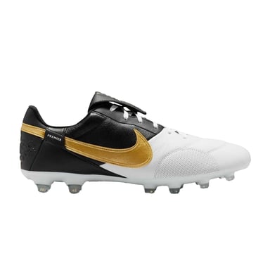 Nike Mens Premier 3 Classic Leather Firm Ground Football Boots (White/Black/Gold)
