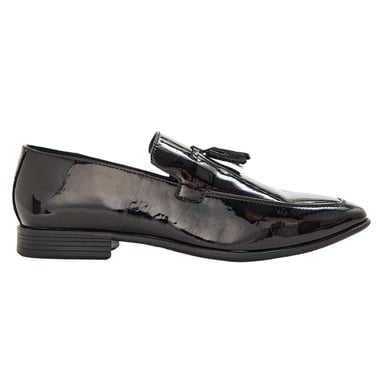 Lambretta Mens Leather Tassel Formal Loafers (Black)