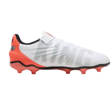 Puma Childrens/Kids King Match Firm Ground Football Boots (White/Red)