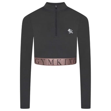 Gym King Womens/Ladies Impact Half Zip Crop Top (Slate/Peach)