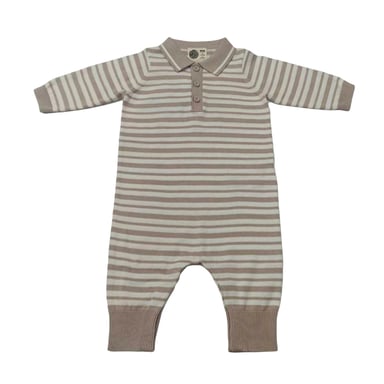 Pretty Green Baby Striped Romper (Beige/Brown)