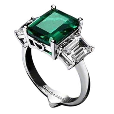 Chiara Ferragni Vierkante ring met rhodiumlaag (Smaragd)