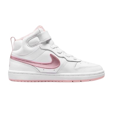 Nike Childrens/Kids Court Borough Swoosh Leather High Tops (White/Pink)