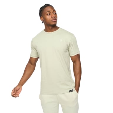Crosshatch Mens Preece Contrast Striped T-Shirt (Light Olive)