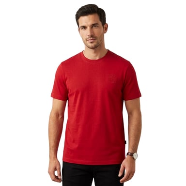 Aquascutum Mens Embroidered Logo Cotton T-Shirt (Red)